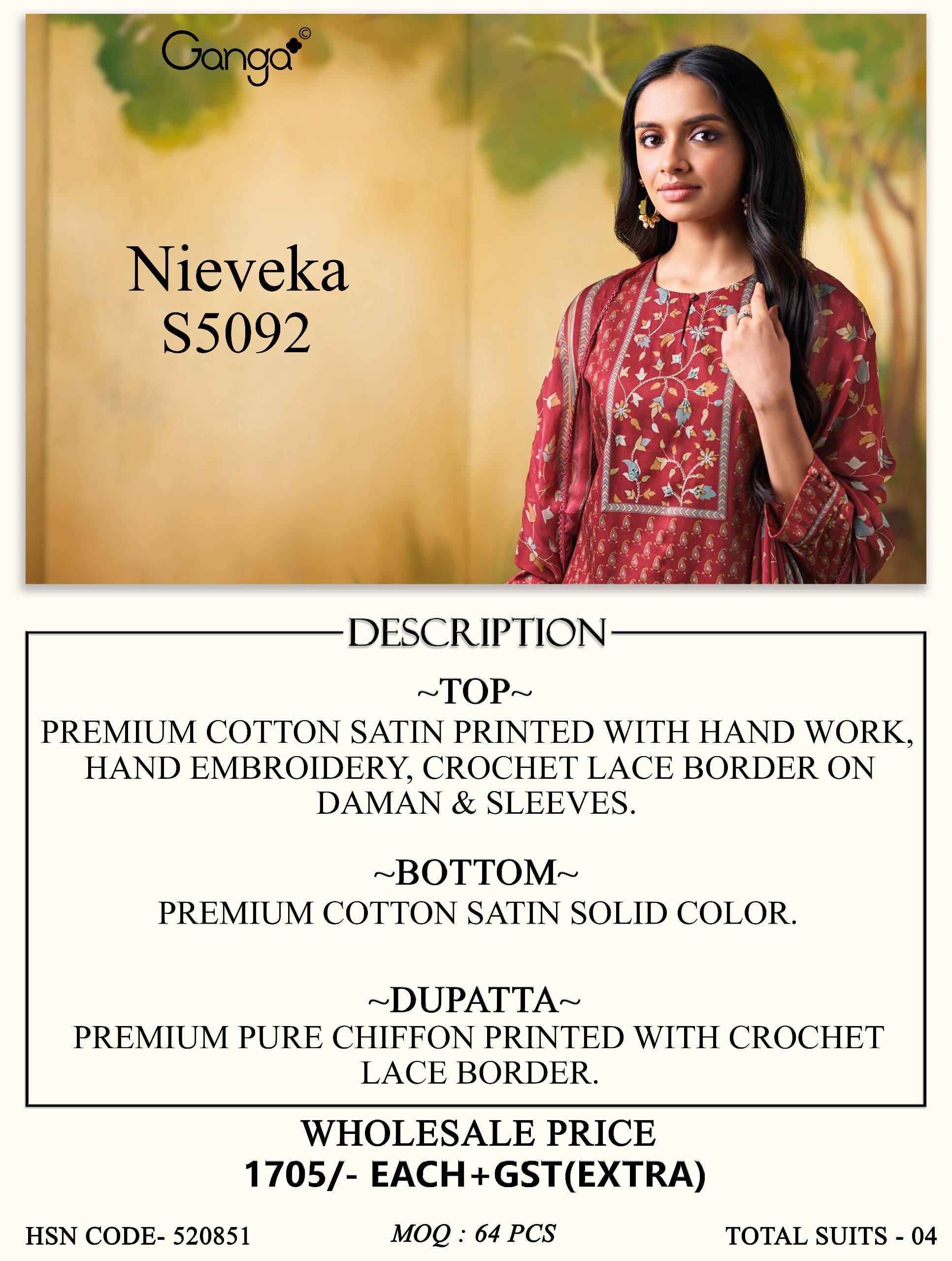 NIEVEKA 5092 SERIES BY GANGA FASHION Beautiful Colourful COTTON SATIN Dresses At Wholesale Price